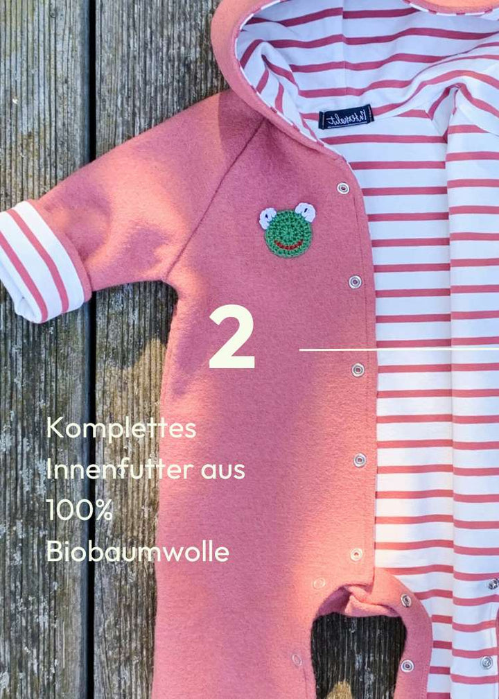 Baby Walkoverall für Mädchen aus Schurwolle von internaht - Innenfutter aus 100% Bio-Baumwolle