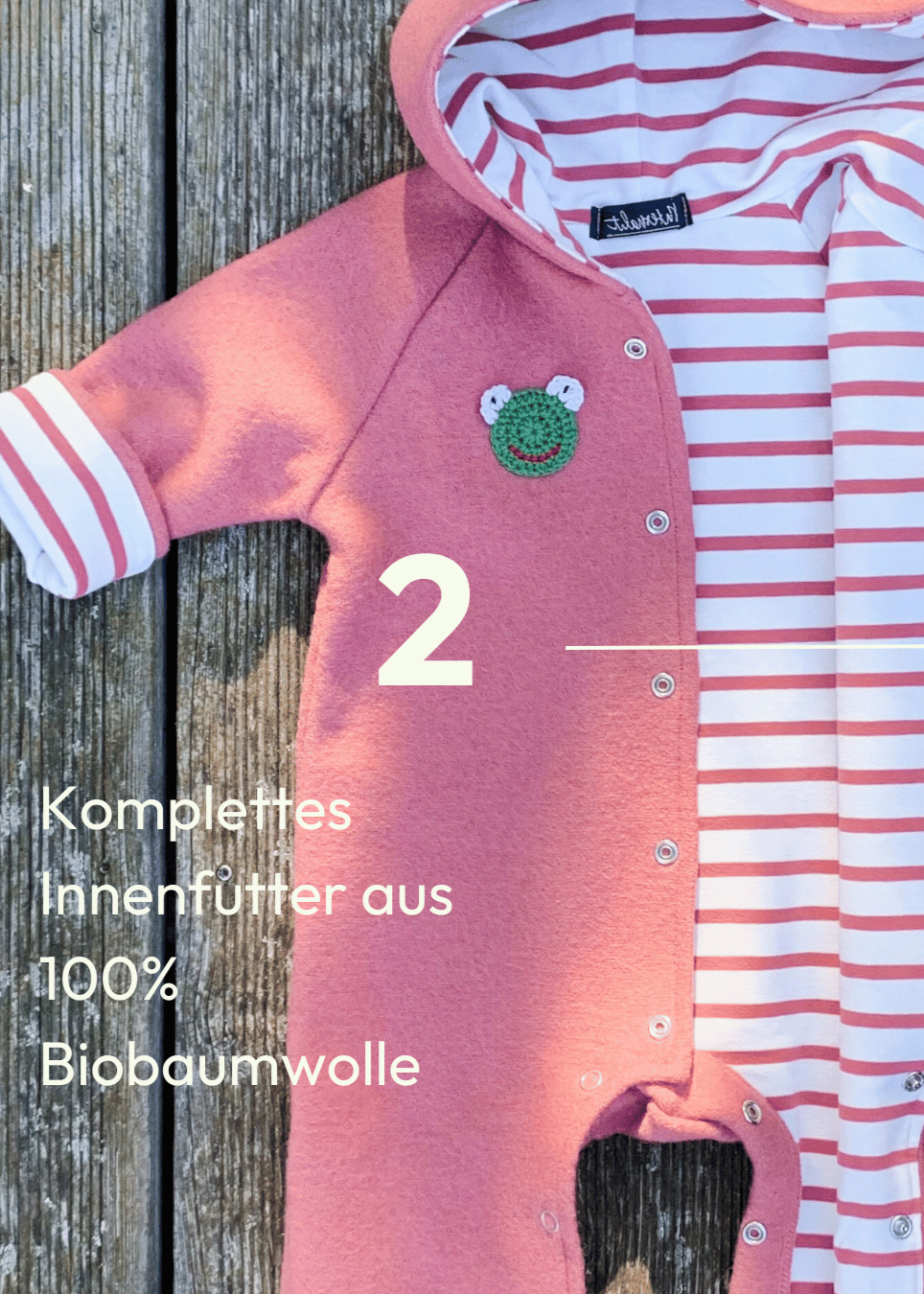 Baby Walkoverall für Mädchen in Rose mit Innenfutter aus Biobaumwolle von internaht 
