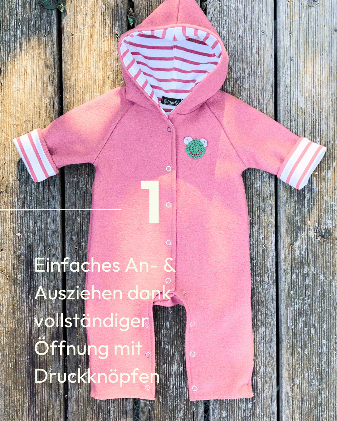 Gefütterter Baby Walkoverall für Mädchen in Rose von internaht