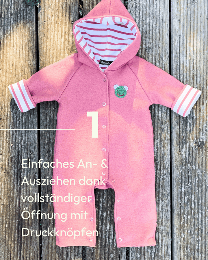 Gefütterter Baby Walkoverall für Mädchen in Rose von internaht