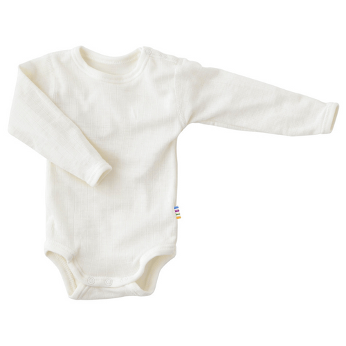 Langarm-Baby Body aus Merinowolle in Ecru
