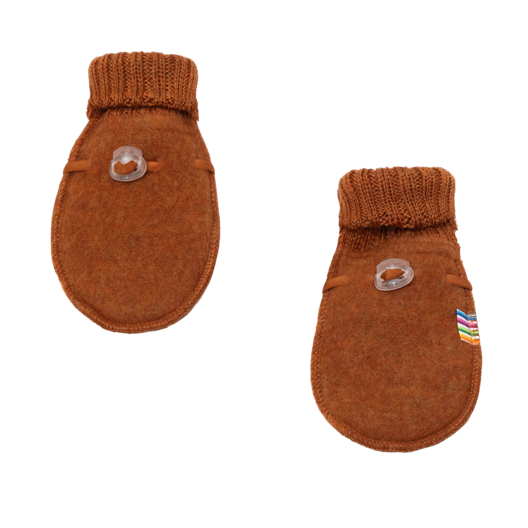 Weiche Baby Wollhandschuhe aus 100% Merinowolle in Karamell von Joha