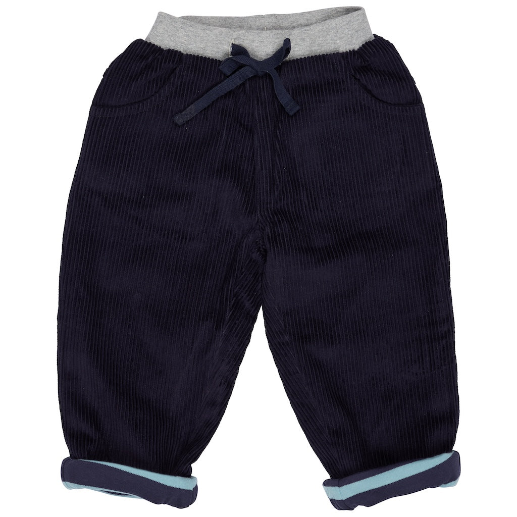 Cord Hose für Kinder aus 100% Biobaumwolle in Navy von Pigeon Organics - vollständig gefüttert mit Bio-Jersey