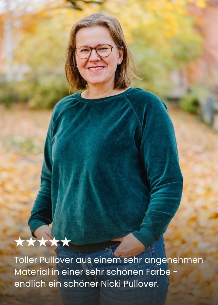 Damen Nicki Pullover aus 100 % Bio-Baumwolle – Manufakturqualität  Feedback zum Nicki Pullover aus 100% Biobaumwolle von internaht