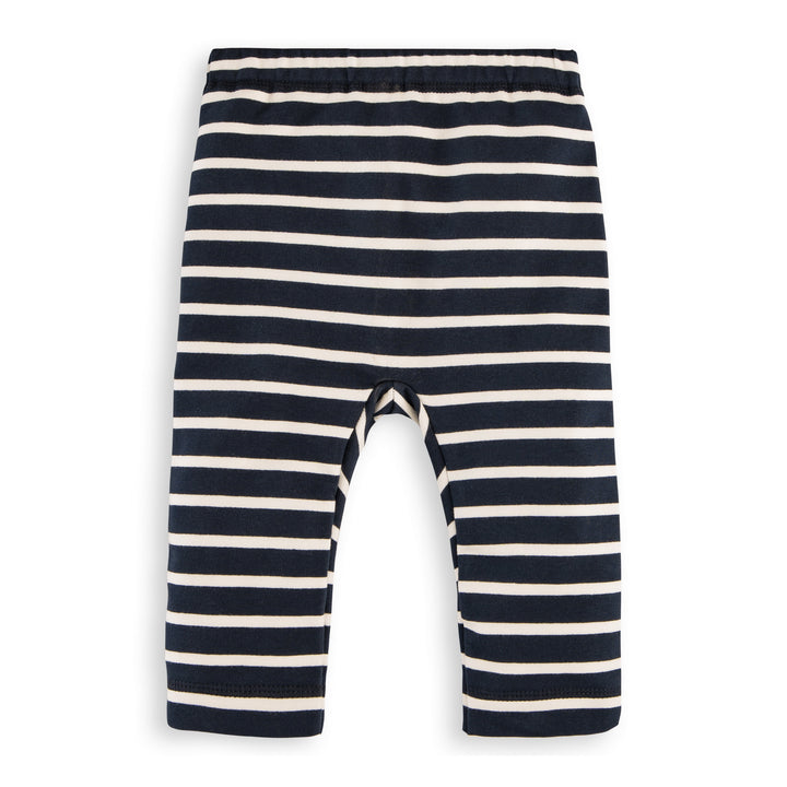 Dunkelblau gestreifte Baby Hose aus 97% Bio Baumwolle und 3% Elasthan von internaht#color_navy