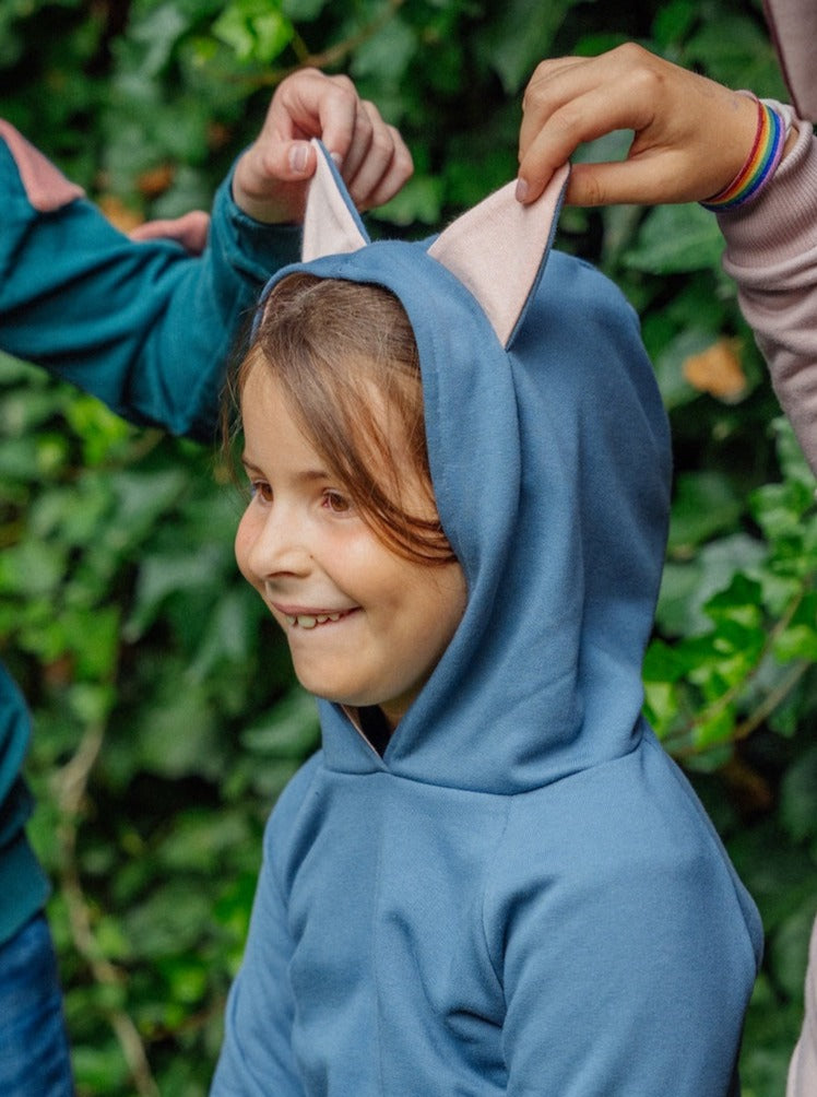 Kinder Hoodie mit Katzenohren aus 100% Bio Baumwolle von internaht