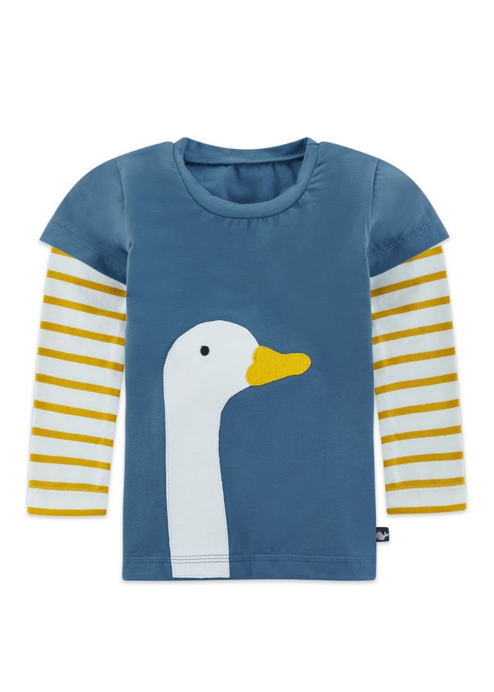Kinder Langarmshirt aus Bio Baumwolle mit Gans für Jungen und Mädchen von internaht aus Dresden