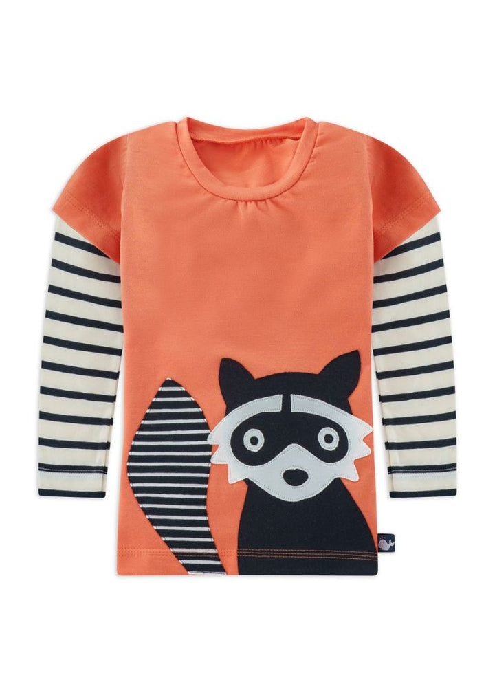 Kinder Langarmshirt aus Bio Baumwolle mit Waschbär für Jungen und Mädchen von internaht aus Dresden