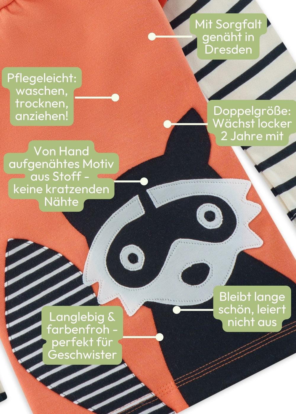 Kinder Langarmshirt aus Bio Baumwolle mit Waschbär für Jungen und Mädchen von internaht aus Dresden - Die Vorteile auf einen Blick