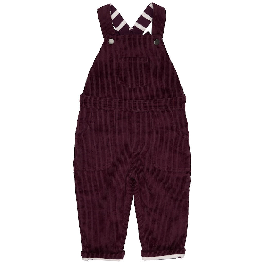 Latzhosen Kleinkinder in Bordeaux aus 100% Bio Baumwolle von Pigeon Organics - vollständig gefüttert mit Bio-Jersey für extra Wärme
