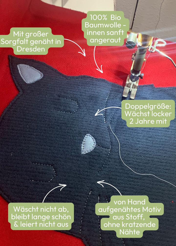 Kinder Pulli mit Katzenmotiv - 100% Biobaumwolle