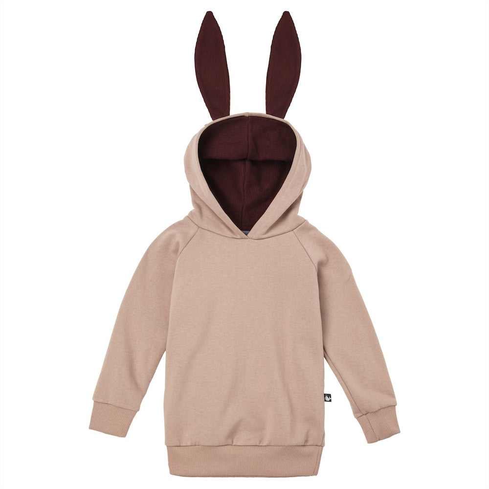 Beigefarbener Kinder Pullover mit Hasenohren aus 100% Biobaumwolle von internaht