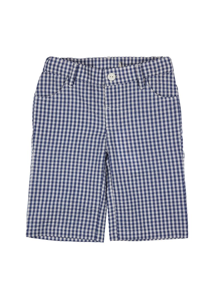 Kinder Shorts kariert blau-weiß aus 100% Bio Baumwolle von Pigeon