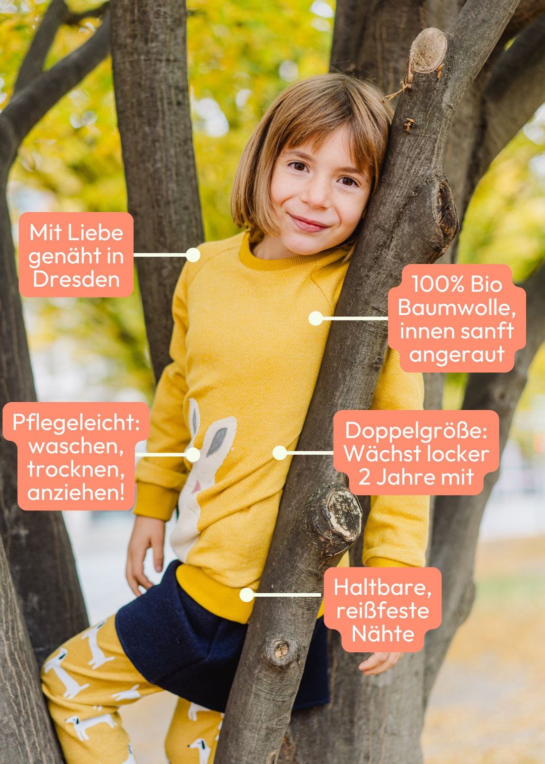 Kinder Pullover mit Schneehase aus 100% Bio Baumwolle von internaht - Vorteile auf einen Blick