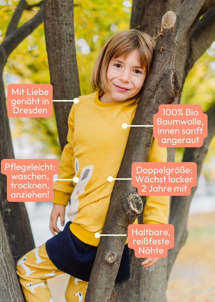 Kinder Pullover mit Schneehase aus 100% Bio Baumwolle von internaht - Vorteile auf einen Blick