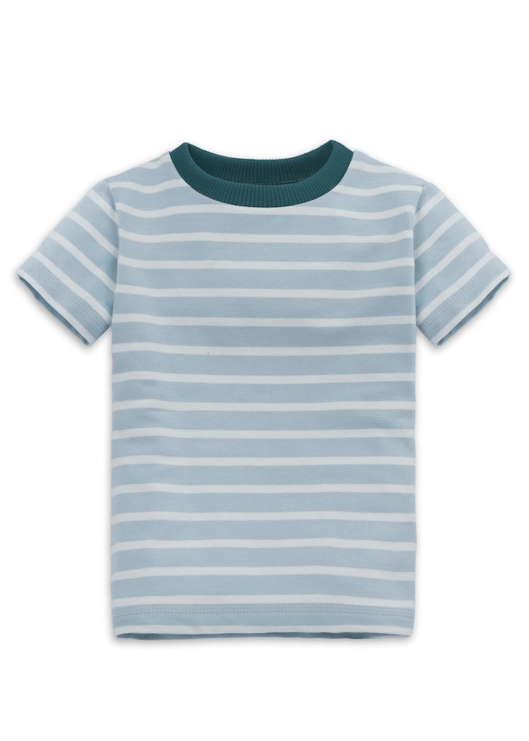 Hochwertiges Kinder T-Shirt Bio Baumwolle Hellblau-Weiß – weich, mitwachsend & langlebig von internaht