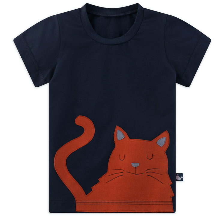 Kinder T Shirt aus Bio Baumwolle mit Katze für Jungen und Mädchen von internaht aus Dresden