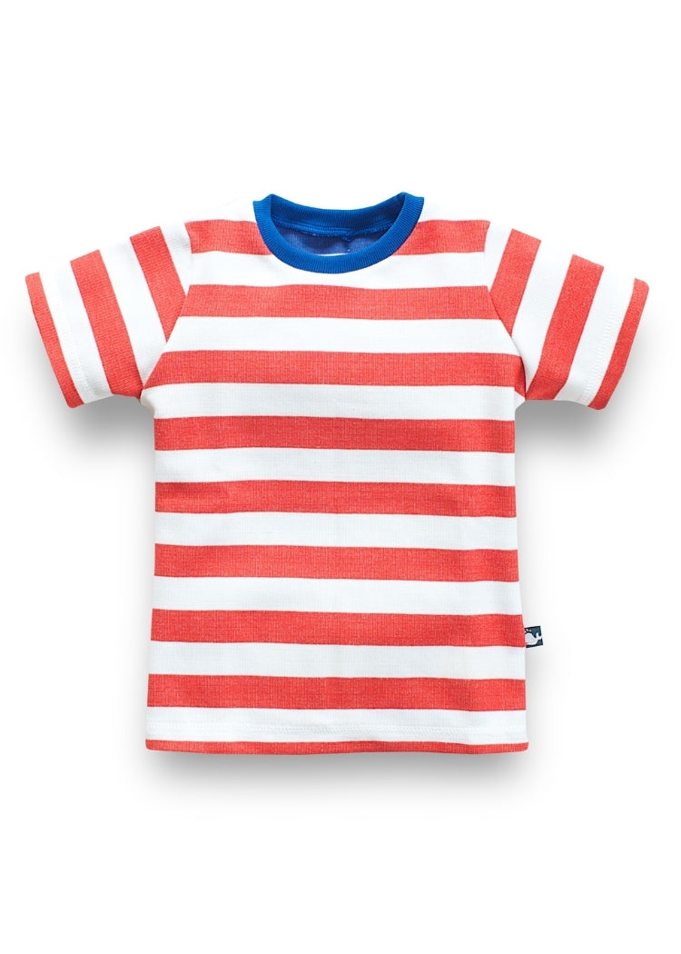 Bio T-Shirt Kinder Rot-Weiß – garngefärbt, mitwachsend & langlebig von internaht Dresden