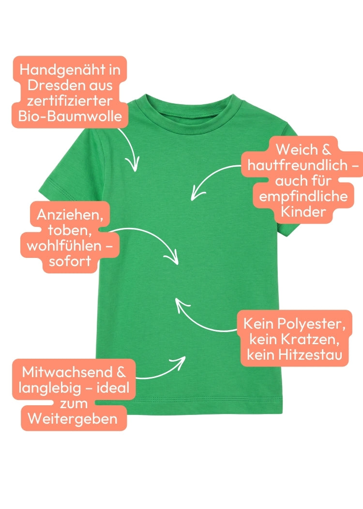 Hochwertiges Kinder T-Shirt Bio Baumwolle Grün – weich, mitwachsend & langlebig von internaht