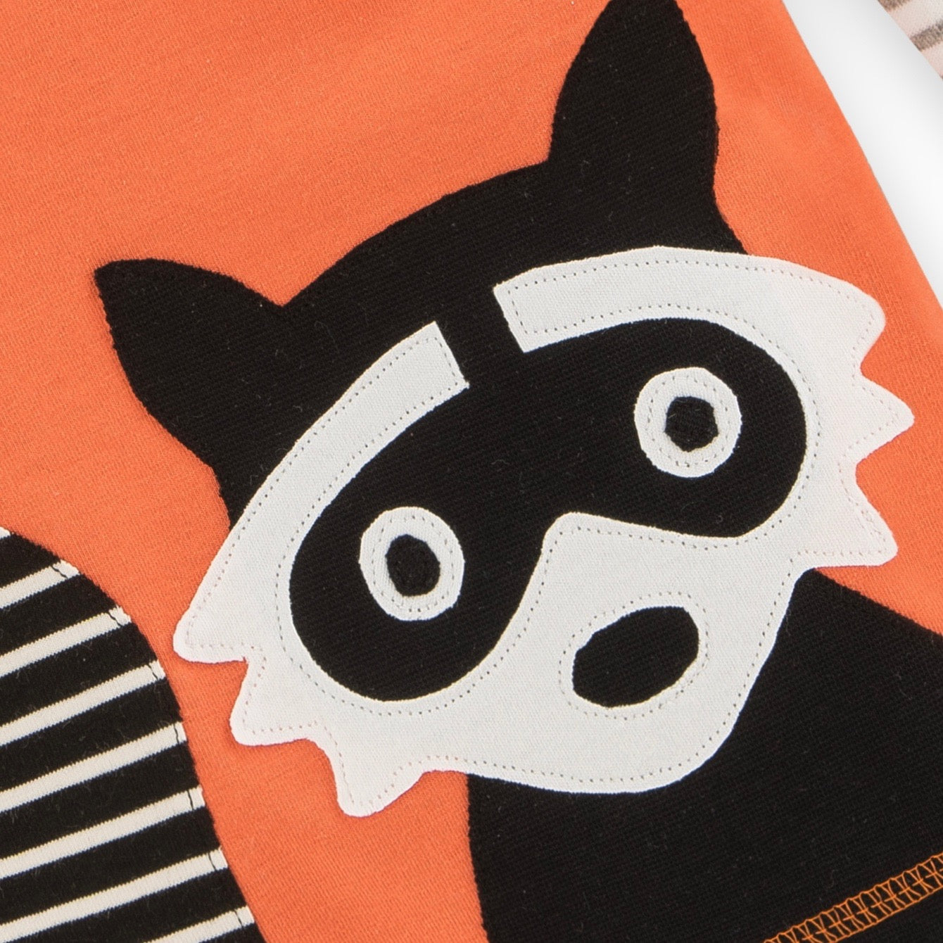 Kinder T Shirt aus Bio Baumwolle mit Waschbär für Jungen und Mädchen von internaht aus Dresden - Nahaufnahme der Applikation