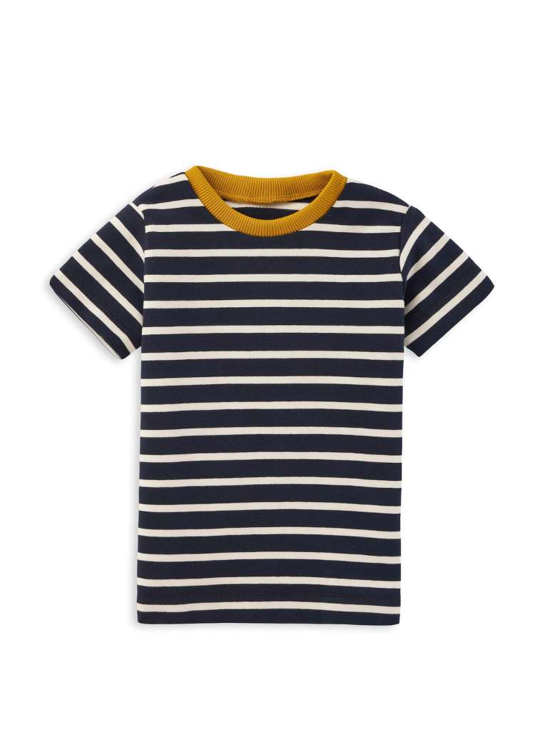 Kinder T-Shirt gestreift aus Bio-Baumwolle genäht von internaht in Dresden - Streifen Navy-Ecru