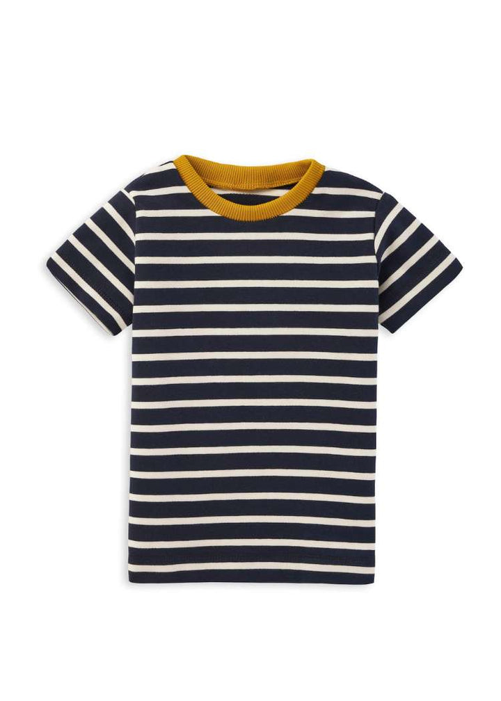Kinder T-Shirt gestreift aus Bio-Baumwolle genäht von internaht in Dresden - Streifen Navy-Ecru