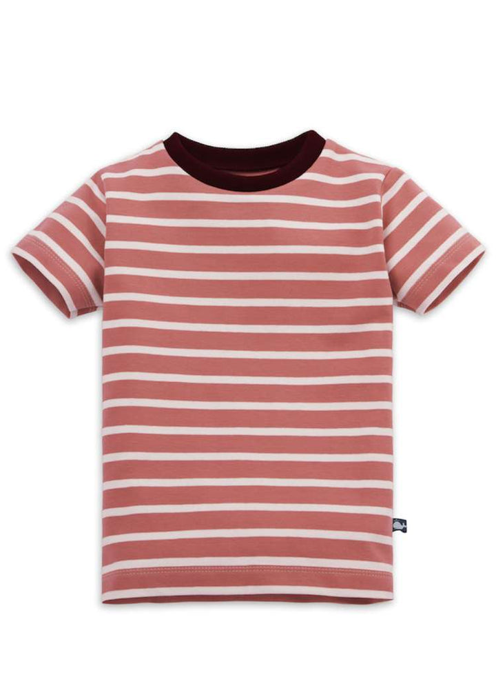 Kinder T-Shirt gestreift aus Bio-Baumwolle genäht von internaht in Dresden - Streifen Rosenholz-Ecru