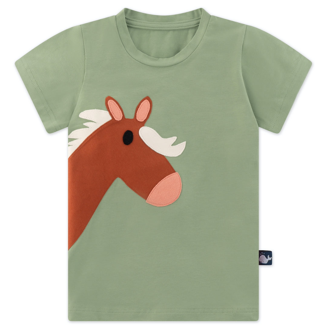 Kinder T Shirt für Mädchen aus Bio Baumwolle mit Pferd von internaht aus Dresden