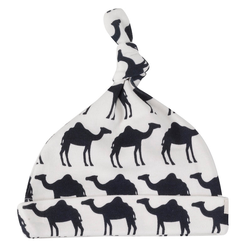 Knotenmütze Baby aus 100%  Bio Baumwolle von Pigeon Organics Kamel Navy