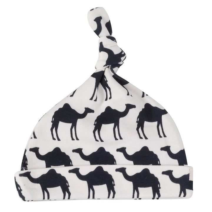 Knotenmütze Baby aus 100%  Bio Baumwolle von Pigeon Organics Kamel Navy
