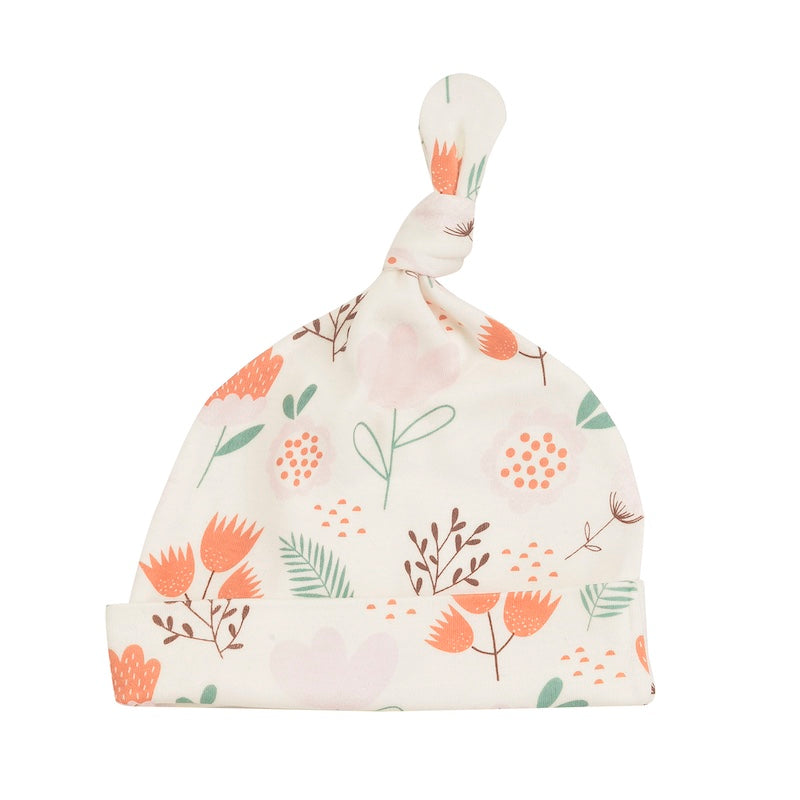 Knotenmütze Baby aus 100%  Bio Baumwolle von Pigeon Organics Flowers Pink