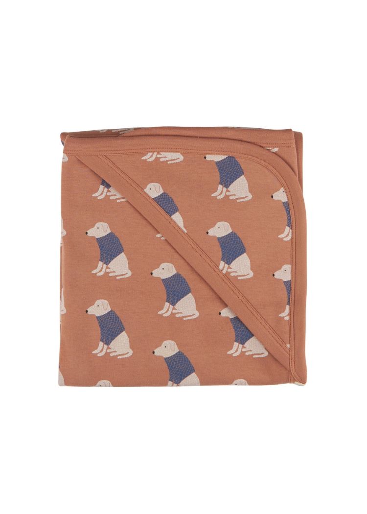 Zweiseitige Krabbeldecke mit Kapuze für Babys von pigeon "Labrador Macaroon" aus 100% Bio Baumwolle