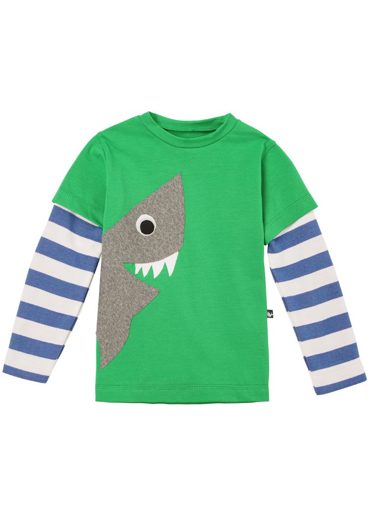 Langarmshirt für Kinder Jungen aus Bio Baumwolle mit Haifisch von internaht aus Dresden