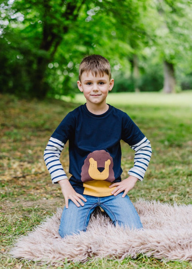 Langarmshirt für Kinder Jungen aus Bio Baumwolle mit Löwe - genäht von internaht in Dresden