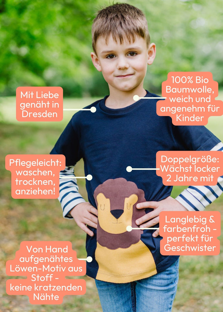 Langarmshirt für Kinder Jungen aus Bio Baumwolle mit Löwe von internaht -  Besondere Vorteile auf einen Blick