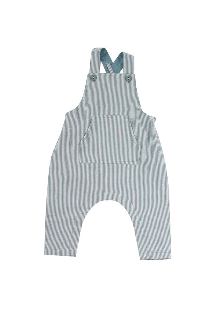 Latzhose Baby Jungen aus 100% Bio Baumwolle türkis-weiße Streifen von Pigeon kaufen