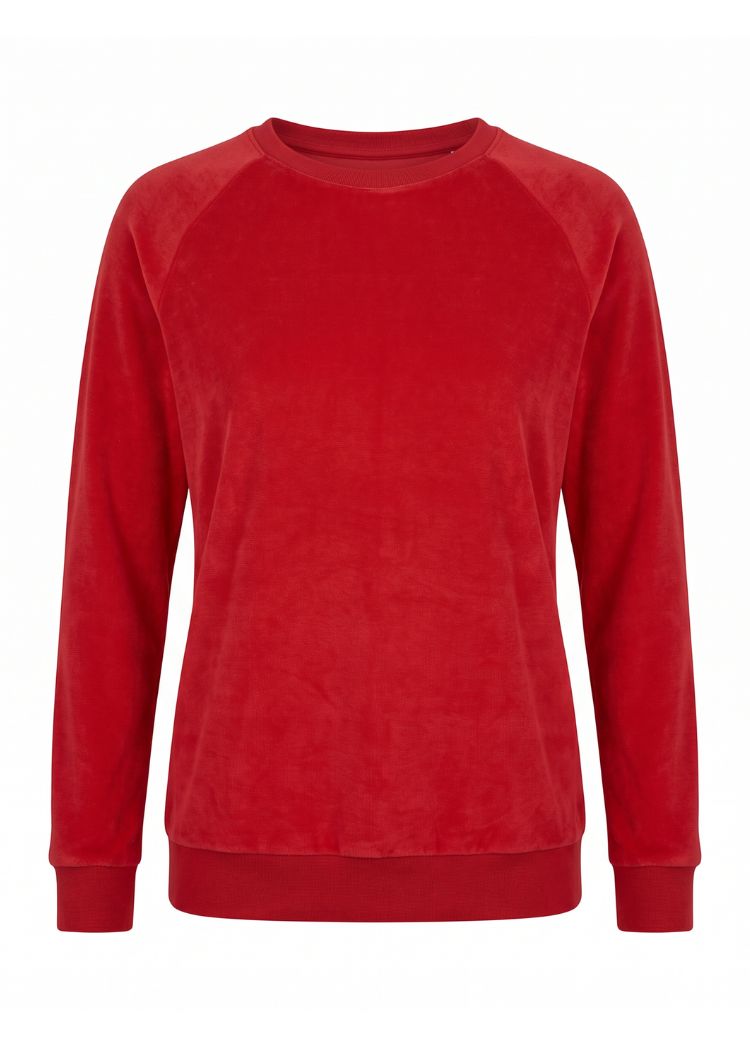 Damen Nicki Pullover aus 100% Bio-Baumwolle in Rot - 100 % Bio-Baumwolle – kein Polyester, kein Elasthan – kein typisches Kunstfaser-Schwitzen oder Knistern
