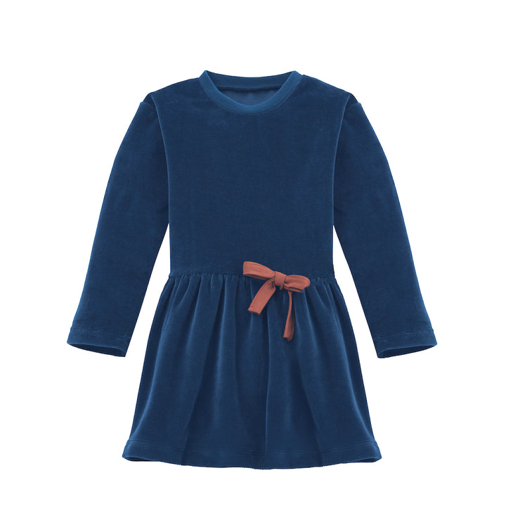 Samt Kleid für Mädchen in Blau aus 100% Bio Baumwolle von internaht