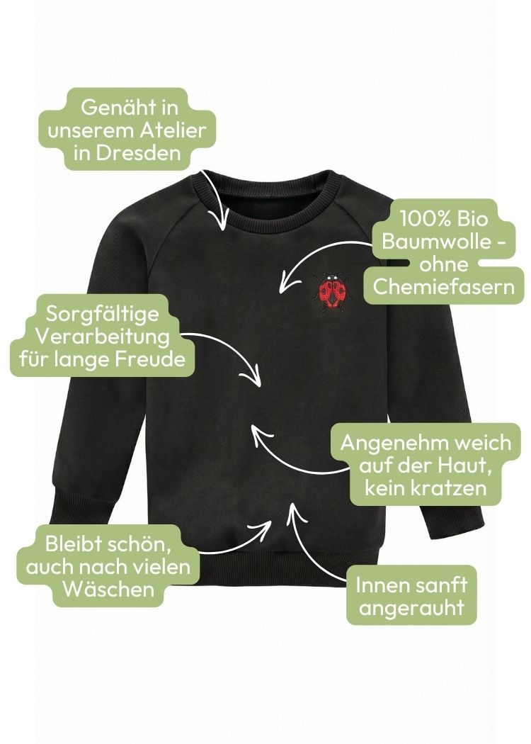 Baumwolle Pullover Damen 100% Bio Baumwolle in Schwarz aus Bio Baumwolle sorgfältig in Manufakturarbeit in Deutschland gefertigt