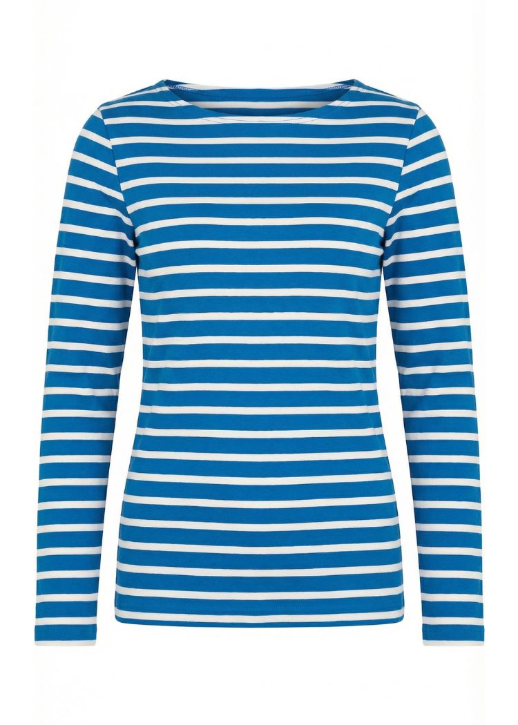 Ringelshirt Damen petrol/weiß in zeitlosem Streifenmuster aus hochwertiger Bio-Baumwolle von internaht