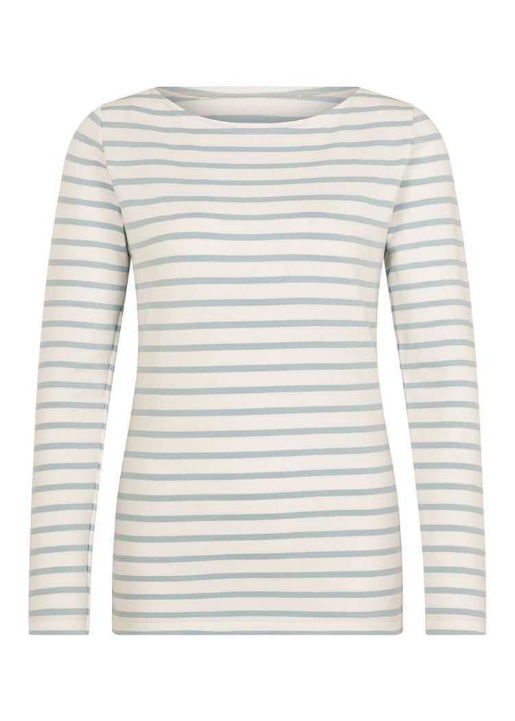 Ringelshirt Damen aus Bio-Baumwolle weiß-hellblau gestreift, fair genäht im Dresdner Atelier von internaht