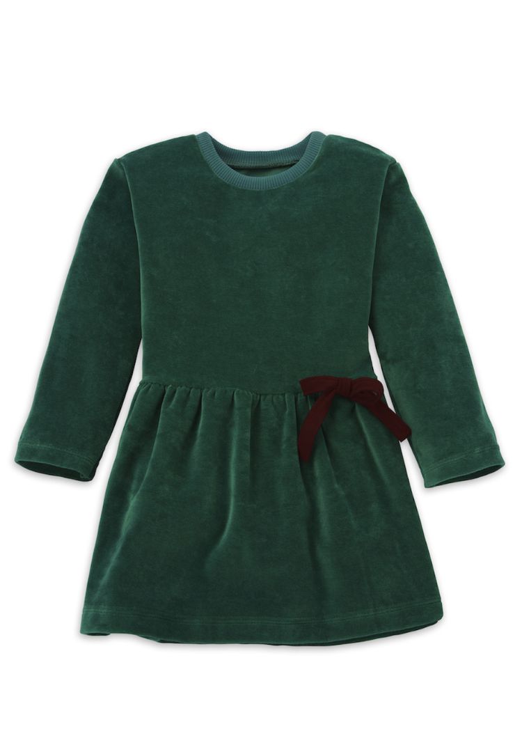 Samtkleid für Mädchen in Grün aus 100% Bio-Baumwolle ohne Chemiefasern von internaht