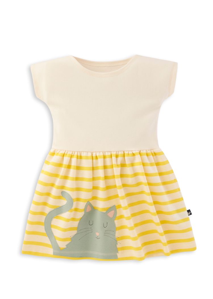 Sommerkleid für Mädchen aus Bio Baumwolle mit liebervollen Katzenmotiv - fair genäht von internaht in Dresden
