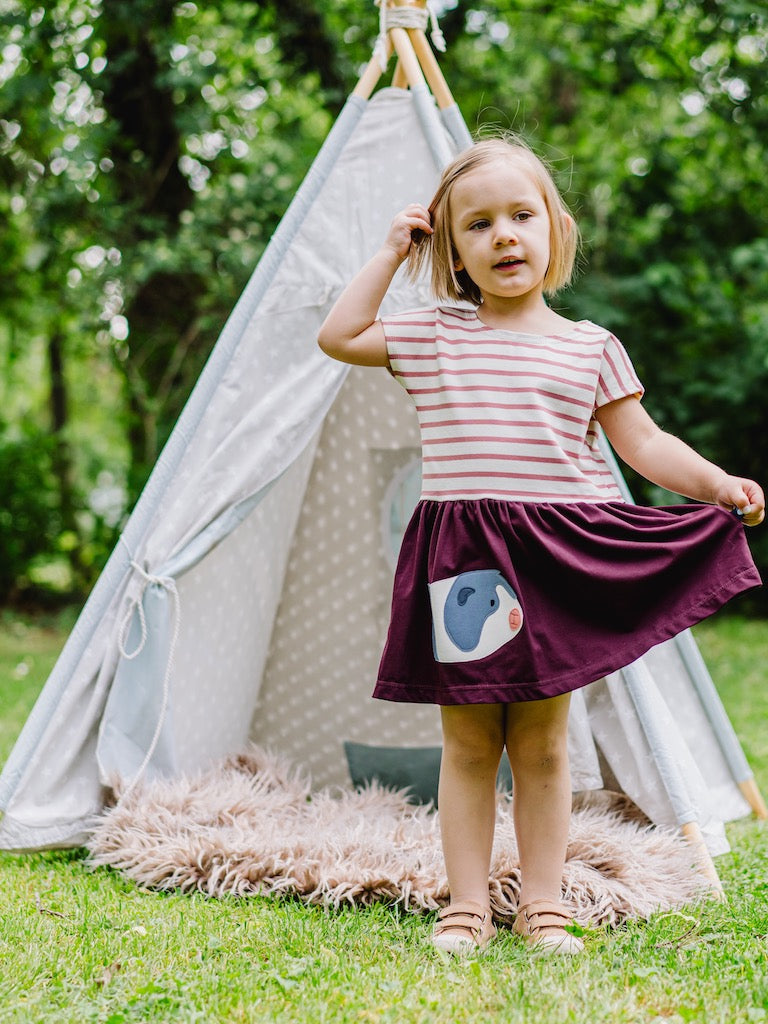 Kinder Sommerkleid Mädchen nachhaltig & weich mit Meerschweinchen aus 100% Bio Baumwolle