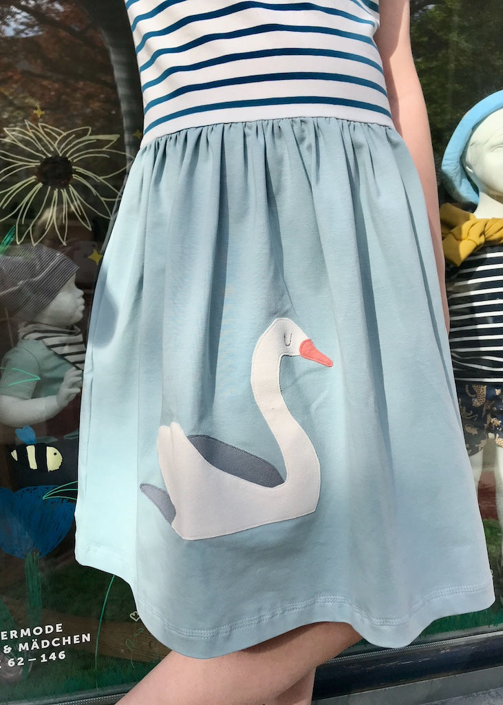 Kinder Sommerkleid Mädchen nachhaltig & weich mit Schwan aus 100% Bio Baumwolle