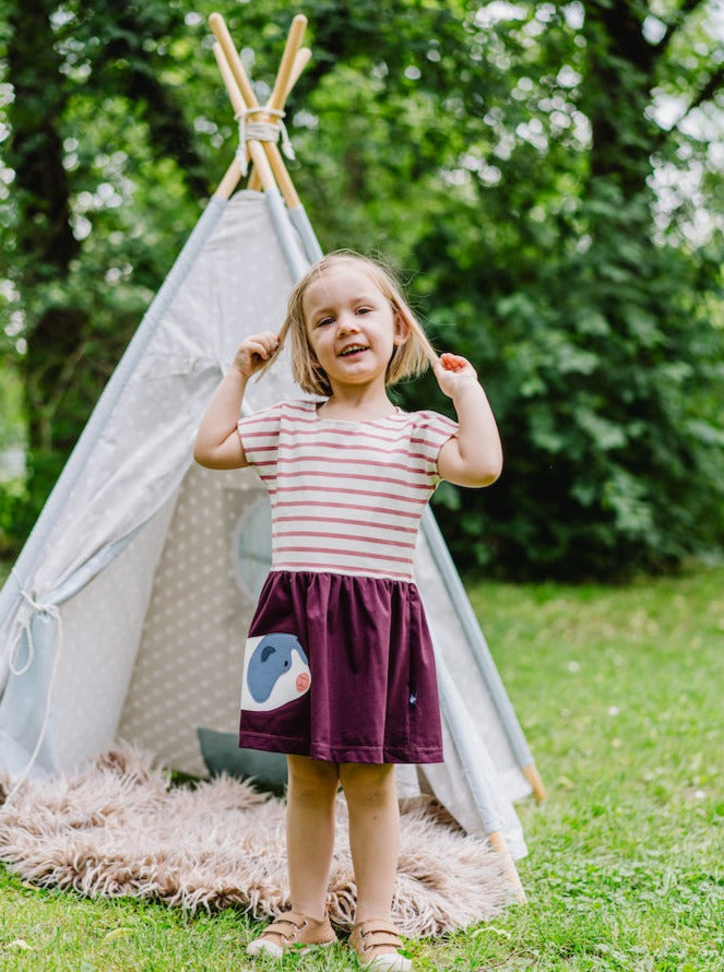 Sommer Kleid mit Applikation Meerschweinchen aus Bio Baumwolle von internaht