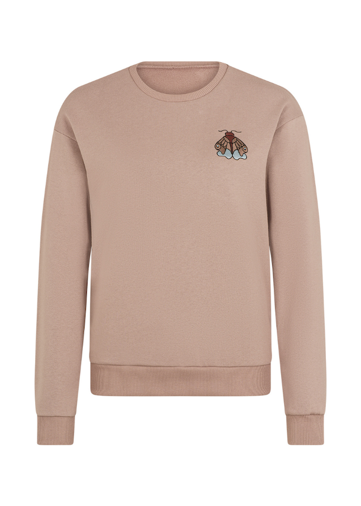 Sweatshirt mit Stickerei Motte aus 100% Biobaumwolle von internaht