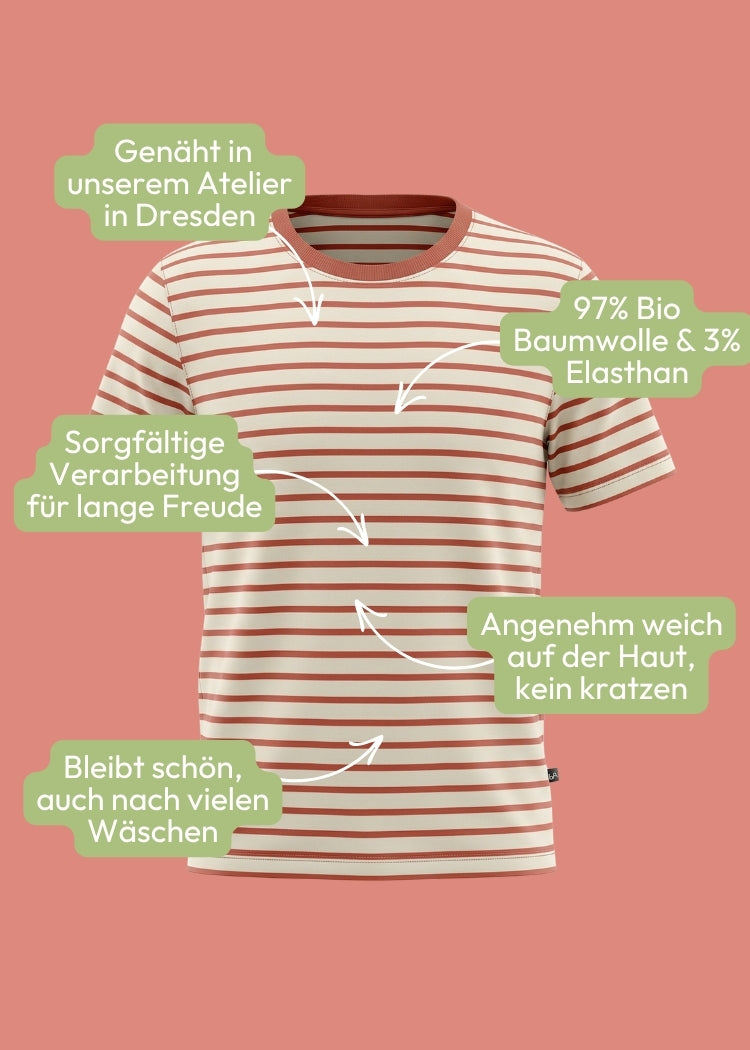 Hochwertiges T-Shirt Bio Baumwolle Damen Rosenholz-Ecru – weich, formstabil & fair produziert von internaht