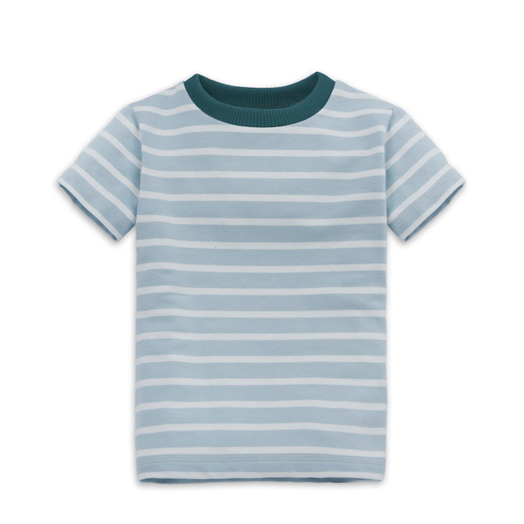 Gestreiftes Kinder T-Shirt himmelblau aus 100% Bio-Baumwolle von internaht