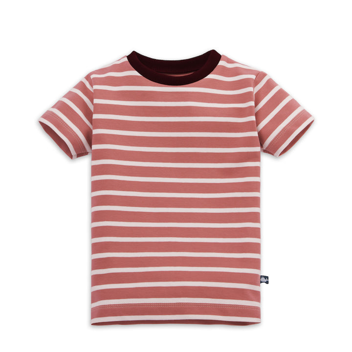 Gestreiftes Kinder T-Shirt rosenholz-ecru aus 100% Bio-Baumwolle von internaht